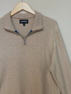 Bonobos Herringbone Cashmere Blend Quarterzip L